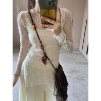 ราคา Set: Long-Sleeve Round Neck Slit Lace Slim Fit Top + Camisole Top White - One Size (1131096549)