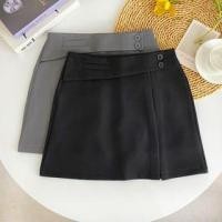 ราคา High Waist Plain Buttoned Mini A-Line Skirt (1131129406)