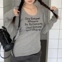 ราคา Long Sleeve Scoop Neck Lettering Print T-Shirt (1131125894)