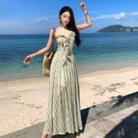 ราคา Spaghetti Strap Patterned Ruffle Maxi Sundress (1131122250)