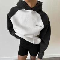 ราคา Long Raglan Sleeve Color-Block Lettering Print Hooded Pullover (1131310141)