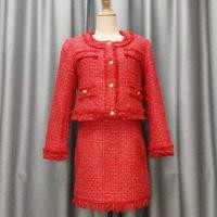 ราคา Set: Crew Neck Fringed Tweed Button Jacket + Mini Pencil Skirt (1127432033)