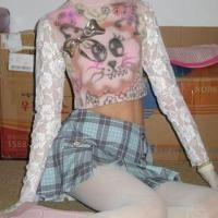 ราคา Long-Sleeve Round Neck Cat Print Lace Panel Crop T-Shirt (1131426640)