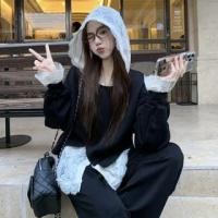 ราคา Sleeveless Plain Hood Lace Top / Round Neck Mock Two Piece Pullover / Elastic Waist Plain Wide Leg Pants (1131445974)