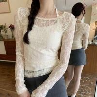 ราคา Set: Plain Camisole Top + Long-Sleeve Lace Top (1131447209)