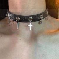 ราคา Cross Pendant Faux Leather Choker Black - One Size (1131446074)