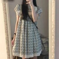 ราคา Cap-Sleeve Round Neck Floral Lace Trim A-Line Dress (1121314325)