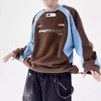 ราคา Unisex Long Sleeve Color-Block Lettering Print Loose-Fit Sweatshirt (1131475806)