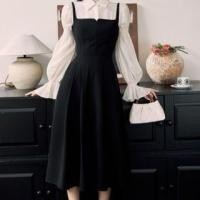 ราคา Set: Long-Sleeve Plain Blouse + Spaghetti Strap Plain Maxi A-Line Dress (1131490563)