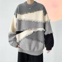 ราคา Crew Neck Color Block Fringed Trim Oversized Sweater (1131492193)