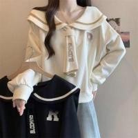 ราคา Sailor Collar Lettering Print Contrast Trim Sweatshirt (1131493824)