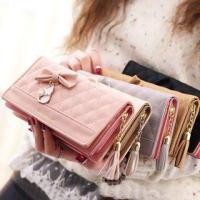 ราคา Ribbon Quilted Faux Leather Long Wallet (1089218787)