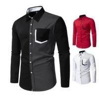 ราคา Long-Sleeve Dotted Panel Contrast Trim Button-Up Shirt (1131511533)