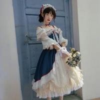 ราคา 3/4-Sleeve Cold Shoulder Lace Panel Ruffle Trim Layered Tie Waist Midi A-Line Dress / Headband / Petticoat Skirt / Set (1131525847)