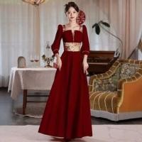ราคา 3/4 Sleeve Square Neck Floral Print A-Line Evening Gown (1131513882)