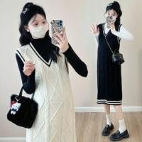 ราคา Maternity Long-Sleeve Turtleneck Plain T-Shirt / V-Neck Striped Cable-Knit Midi Pinafore Dress / Set (1131576804)