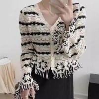 ราคา V-Neck Striped Tasseled Button-Up Cardigan (1131605175)
