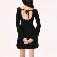 ราคา Bow Accent Open Back Long Sleeve A-line Knit Mini Dress (1131628638)