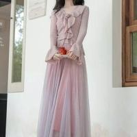 ราคา Set: V-Neck Flower Accent Pointelle Knit Camisole Top + Ruffle Trim Cardigan + Elastic Waist Mesh Midi A-Line Skirt (1131628370)