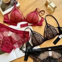 ราคา Lace Mesh Panel Bra / Bikini Panties / Set (1131639695)