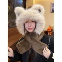ราคา Faux-Fur Ear-Accent Colorblock Hat Scarf (1131646411)