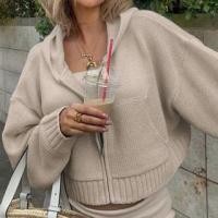 ราคา Long Sleeve Plain Loose-Fit Zip-Up Hooded Cardigan (1131665593)