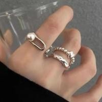 ราคา Set of 3: Faux Pearl Alloy Open Ring Set of 3: Silver - One Size (1131692829)