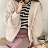 ราคา Long Sleeve Plain Loose-Fit Cardigan (1131722988)