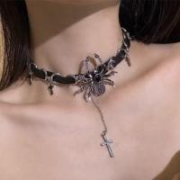 ราคา Spider Cross Faux Leather Choker Choker - Black - One Size (1131728273)