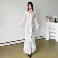ราคา Long-Sleeve Floral Flower Accent Lace Maxi Sheath Dress (1131736039)