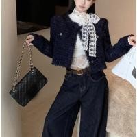ราคา Plaid Fringed Trim Single-Breasted Jacket / Long-Sleeve Plain Lace Panel Asymmetrical Cropped T-Shirt / Low Rise Wide Leg Jeans / Faux Leather Belt (1131750387)