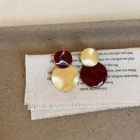 ราคา Two Tone Dangle Earring 1 Pair - 925 Silver Stud - Asymmetrical - Red & Gold - One Size (1131770819)