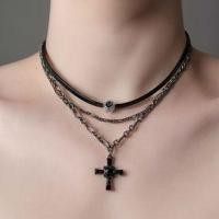 ราคา Cross Pendant Layered Faux Leather Alloy Choker (1131766797)