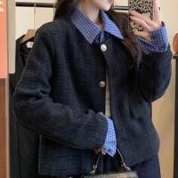 ราคา Long Sleeve Collared Mock Two Piece Plaid Single Breasted Jacket (1131919004)