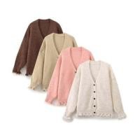 ราคา V-Neck Plain Tasseled Button-Up Cardigan (1131952869)