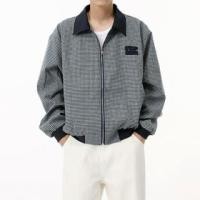 ราคา Collared Gingham Lettering Applique Contrast Trim Zip-Up Jacket (1130175829)