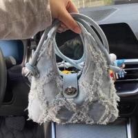 ราคา Top Handle Fringed Denim Crossbody Bag Blue - One Size (1132010479)
