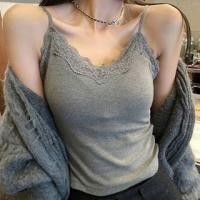 ราคา V-Neck Plain Panel Lace Cami Top (1132014876)