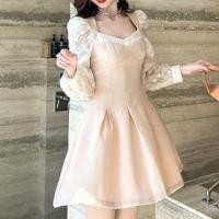 ราคา Long-Sleeve Floral Lace Panel Mini A-Line Dress (1131998755)
