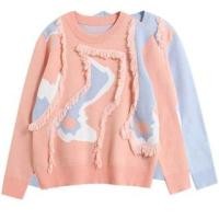 ราคา Crew Neck Color Block Fringed Sweater (1132027137)