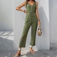 ราคา Sleeveless Scoop Neck Plain Cropped Jumpsuit (1132031034)