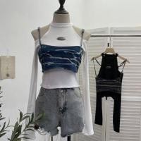 ราคา Mock Two-Piece Long-Sleeve Mock Neck Cold Shoulder Denim Panel Top (1132062468)