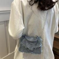ราคา Chain Strap Top Handle Fringed Flap Crossbody Bag Blue - One Size (1132109689)