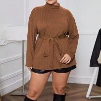ราคา Plus Size Long-Sleeve Mock Neck Striped Blouse (1132093366)