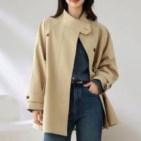 ราคา Stand Collar Plain Panel Button Trench Coat (1132185617)