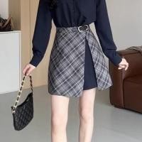 ราคา Mock Two-Piece Long-Sleeve Plaid Panel Shirtdress (Various Designs) (1132198754)