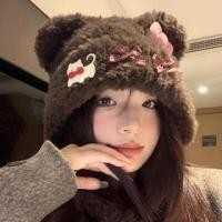 ราคา Bow Accent Bear Ear Furry Beanie (1132204683)