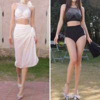 ราคา Set: Halter Plain Rhinestone Bikini Top + High Waist Bottom + Cover Up Skirt (1132220368)