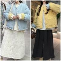 ราคา Two Tone Padded Corduroy Button Jacket / Long-Sleeve Mock Neck Lace Trim Tee / Elastic Waist Midi A-Line Skirt / Dotted Culottes (1132237441)