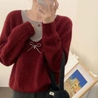ราคา Mock Two-Piece Round Neck Two Tone Bow Sweater (1132308902)